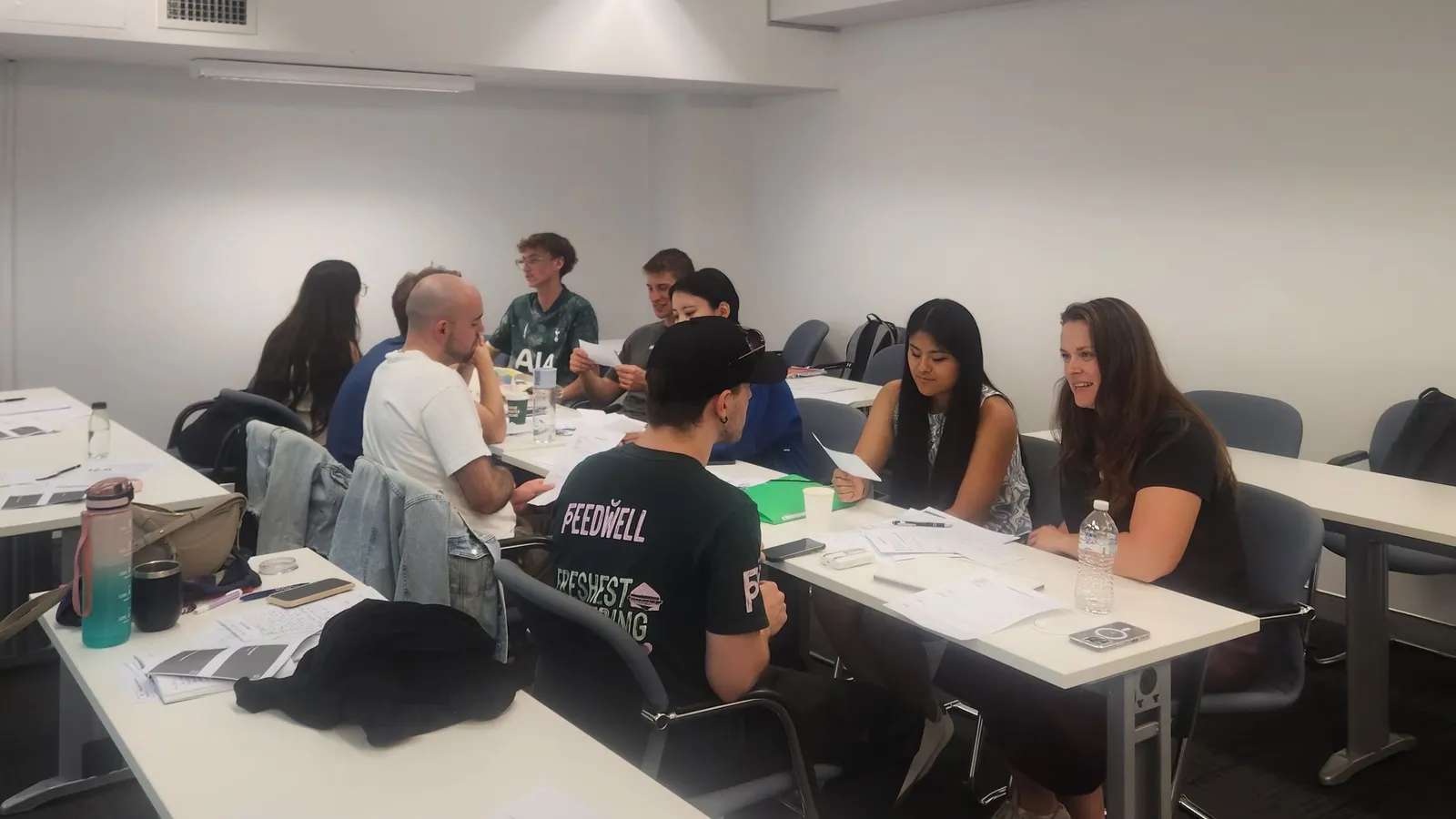 Group discussion class, Boston Institute Students in a group discussion in a Boston Institute classroom in Sydney